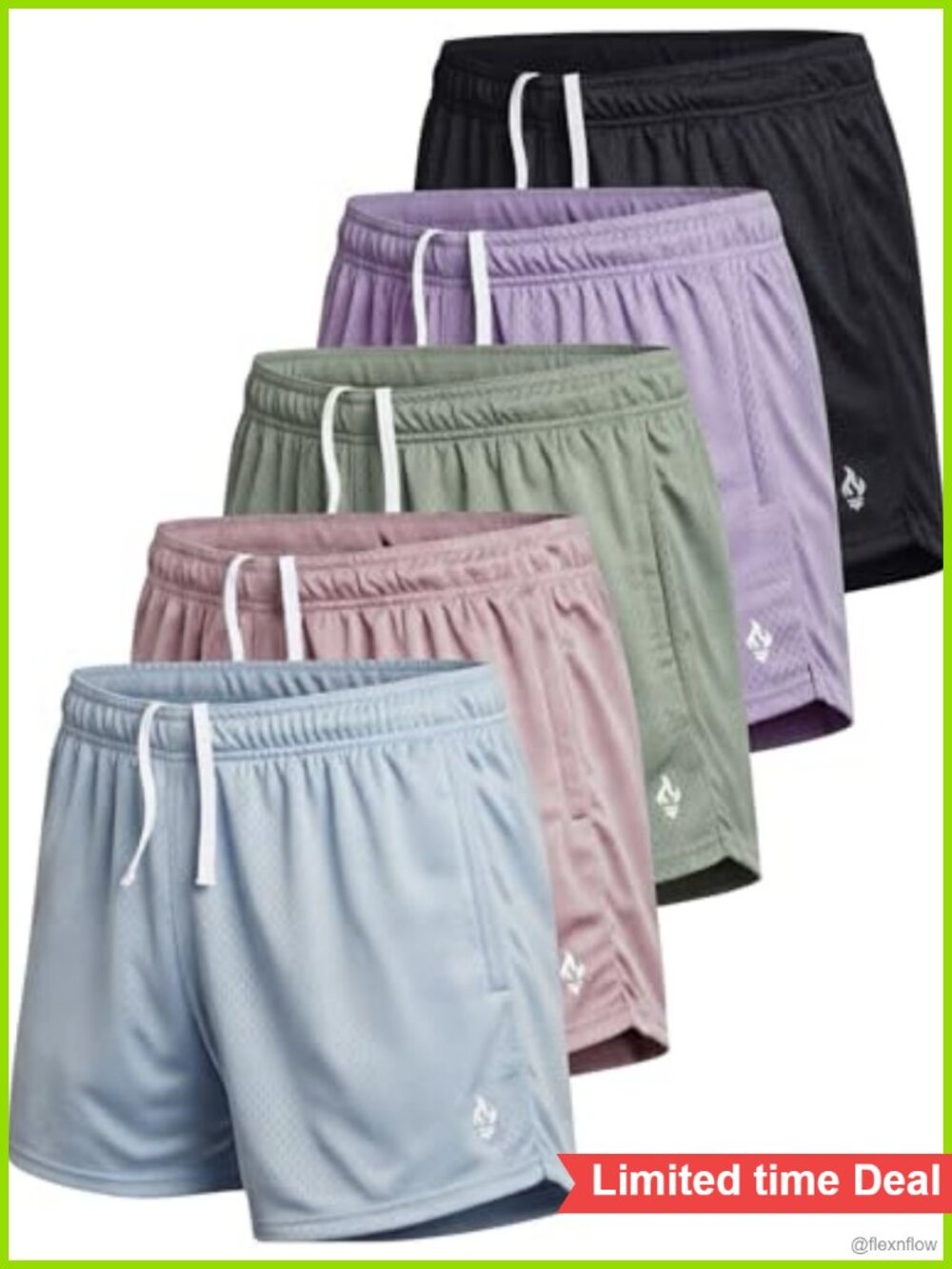 5 Pack Womens Athletic Mesh Shorts Zipper Pockets 5 Inch Inseam Workout
